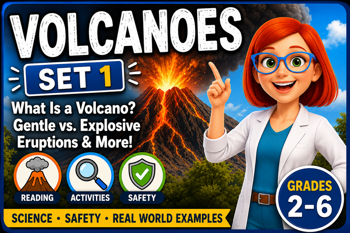 Volcanoes Set 1: Geography & Earth Science Worksheets | Grades 2–5 | Volcano Basics Activity Packet Alternative Short Title