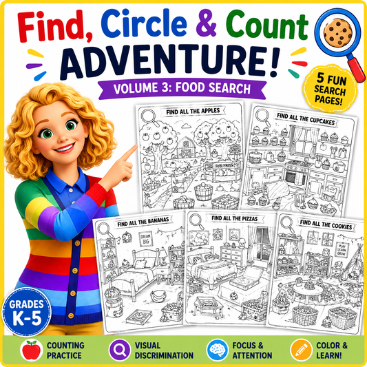 Find, Circle & Count Adventure! Volume 3: Food Search
