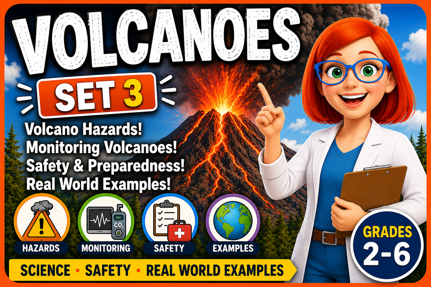 Volcanoes Set 3 – Inside a Volcano | Geography & Earth Science Worksheets | Grad