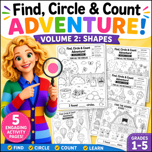 Find, Circle & Count Adventure! Volume 2: Shapes ⭐🔺⭕⬜