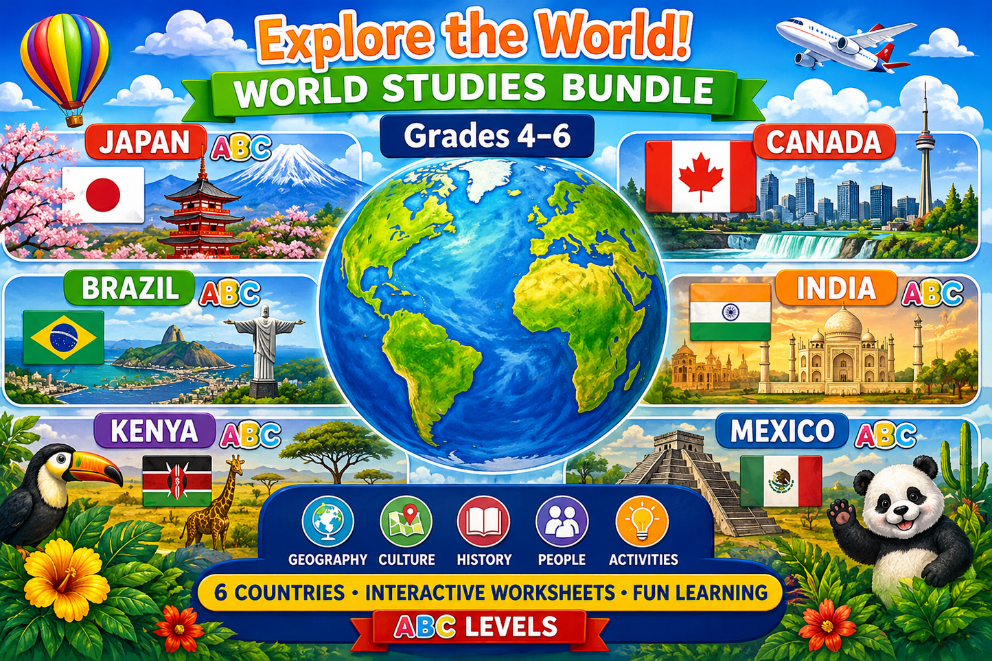 World Geography Bundle – Levels A–C | Grades 1–6 🌍