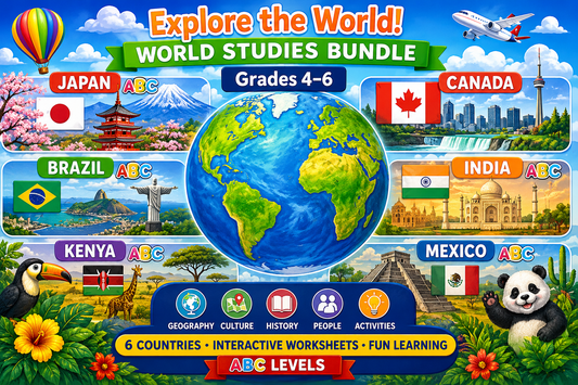 World Geography Bundle – Levels A–C | Grades 1–6 🌍