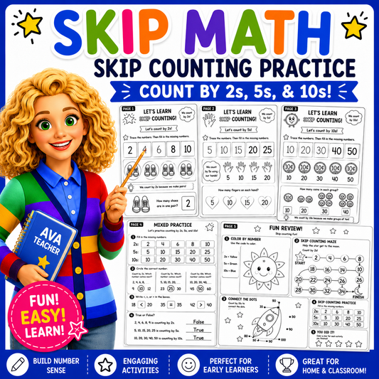 Skip Counting Practice Worksheets | Kindergarten & 1st Grade Math Activities