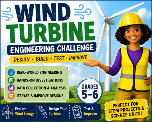 Wind Turbine Engineering Challenge | STEM Engineering Project | NGSS Science Activity | Grades 5–6